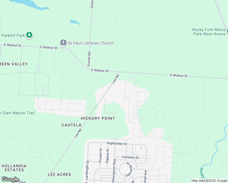 map of restaurants, bars, coffee shops, grocery stores, and more near 7600 Lee Road in Westerville