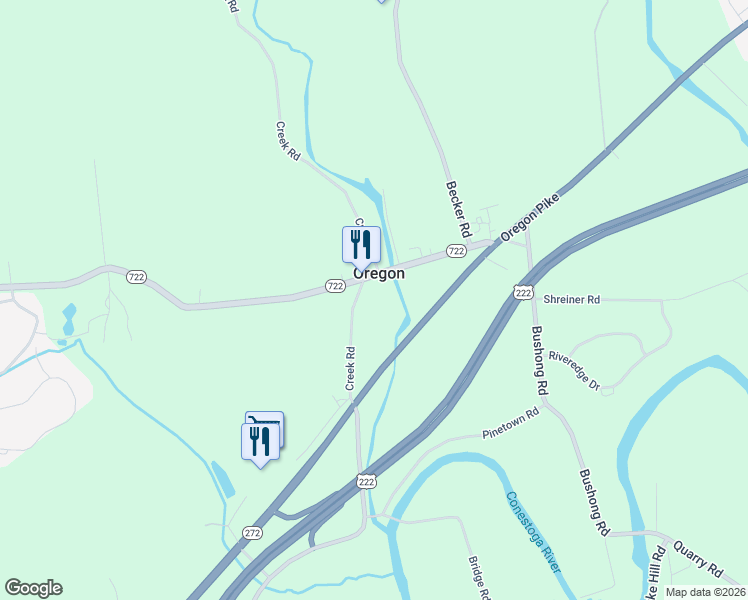 map of restaurants, bars, coffee shops, grocery stores, and more near 1212 Creek Road in Lititz