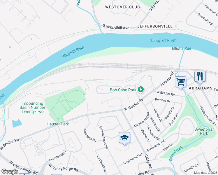 map of restaurants, bars, coffee shops, grocery stores, and more near 329 Glenn Rose Circle in King of Prussia