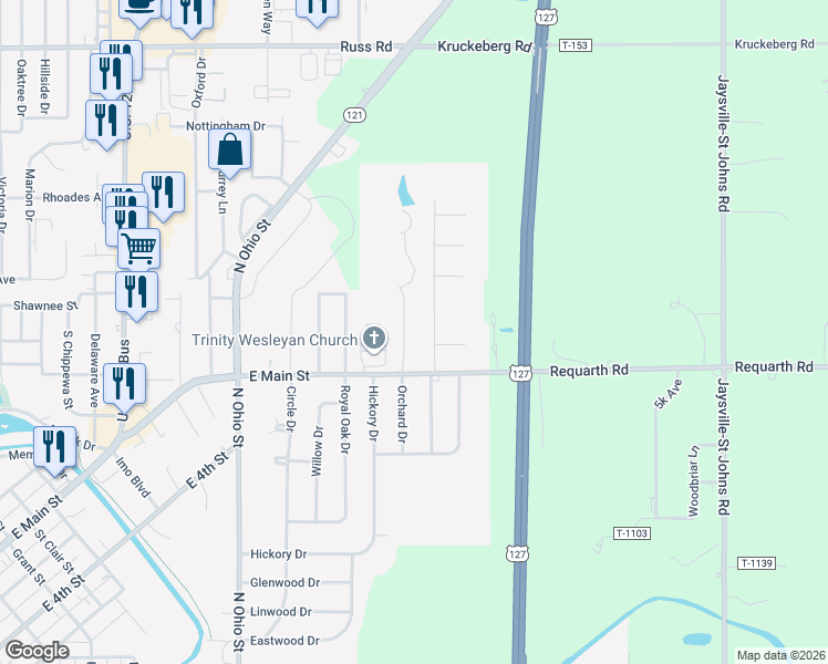 map of restaurants, bars, coffee shops, grocery stores, and more near 306 Driftwood Drive in Greenville