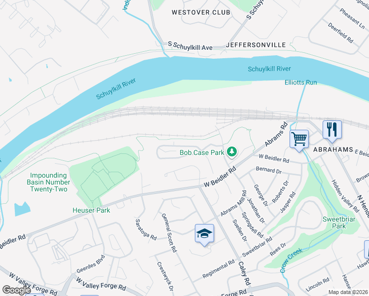 map of restaurants, bars, coffee shops, grocery stores, and more near 329 Glenn Rose Cir in King of Prussia