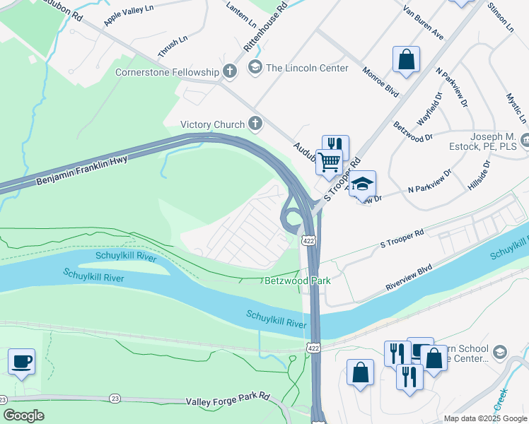 map of restaurants, bars, coffee shops, grocery stores, and more near 117 Nester Dr in Eagleville