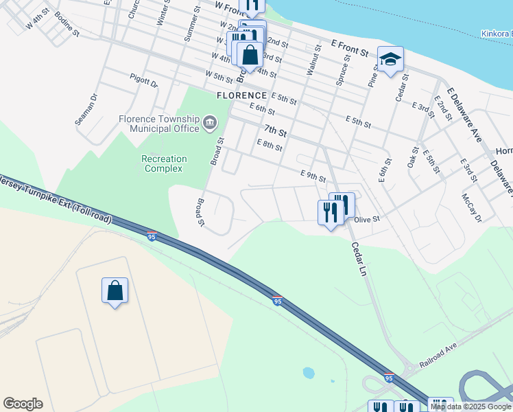 map of restaurants, bars, coffee shops, grocery stores, and more near 6 Florence Tollgate in Florence Township