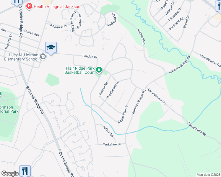 map of restaurants, bars, coffee shops, grocery stores, and more near 18 Winchester Drive in Jackson Township
