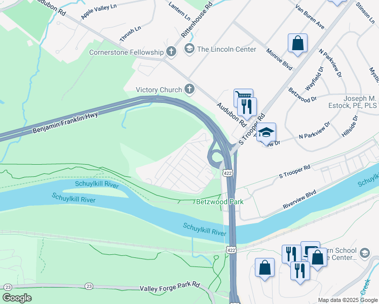 map of restaurants, bars, coffee shops, grocery stores, and more near 117 Nester Drive in Eagleville