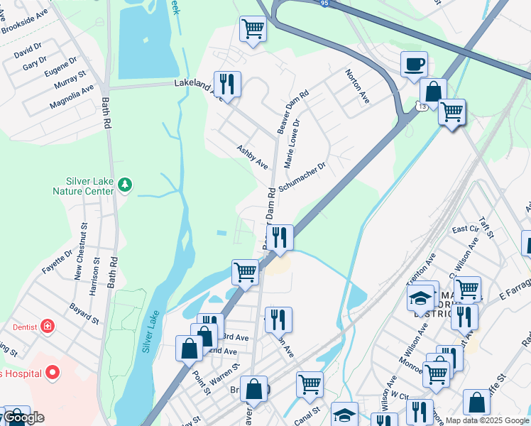 map of restaurants, bars, coffee shops, grocery stores, and more near 4917 Beaver Dam Road in Bristol
