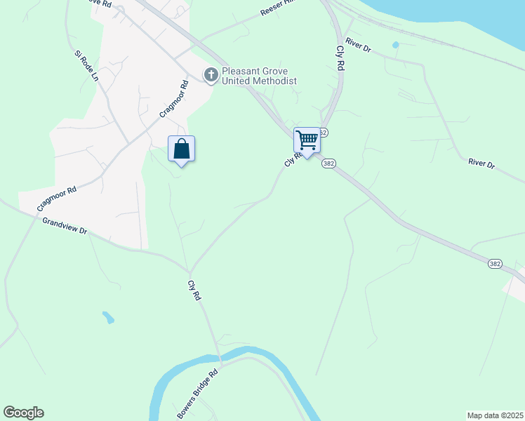 map of restaurants, bars, coffee shops, grocery stores, and more near 1630 Cly Road in York Haven