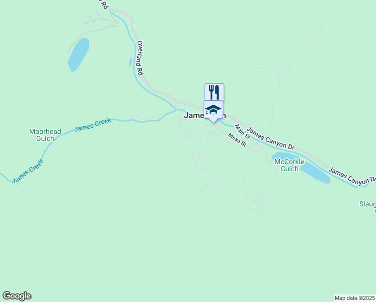 map of restaurants, bars, coffee shops, grocery stores, and more near 166 Gillespie Spur in Jamestown