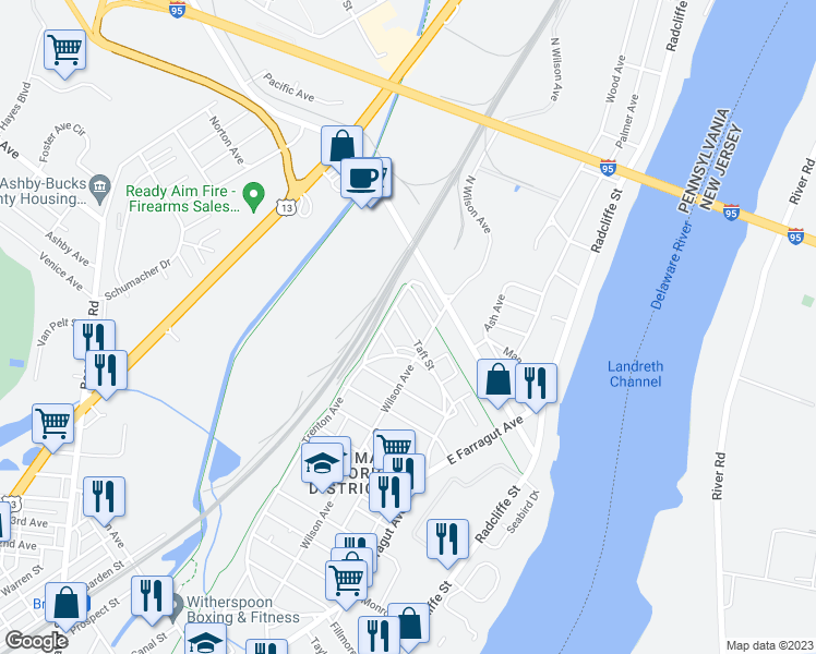map of restaurants, bars, coffee shops, grocery stores, and more near 333 Taft Street in Bristol