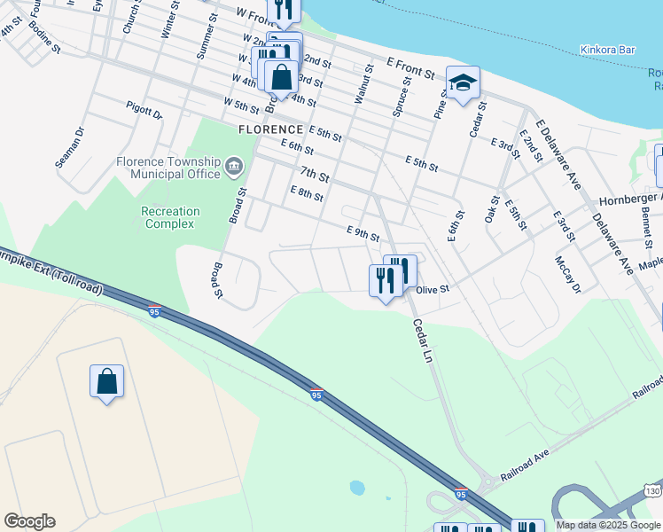 map of restaurants, bars, coffee shops, grocery stores, and more near Florence Tollgate Road 2 in Florence Township