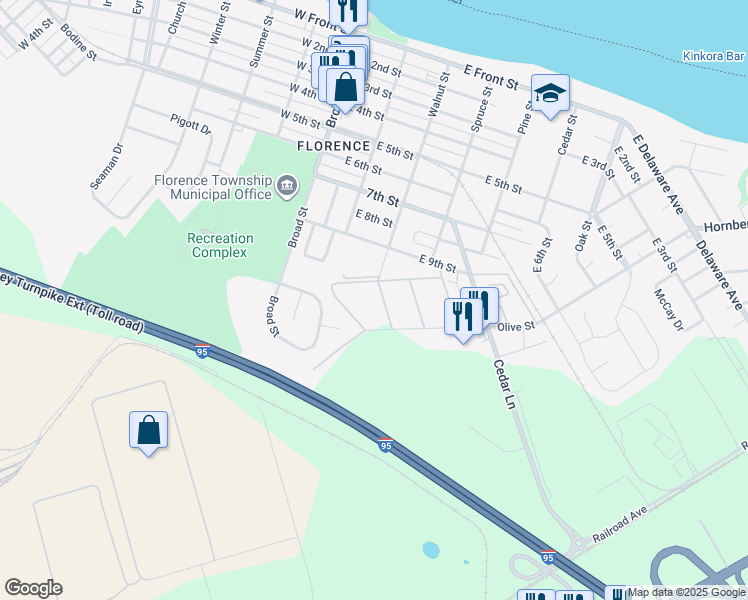 map of restaurants, bars, coffee shops, grocery stores, and more near 4 Florence Tollgate in Florence