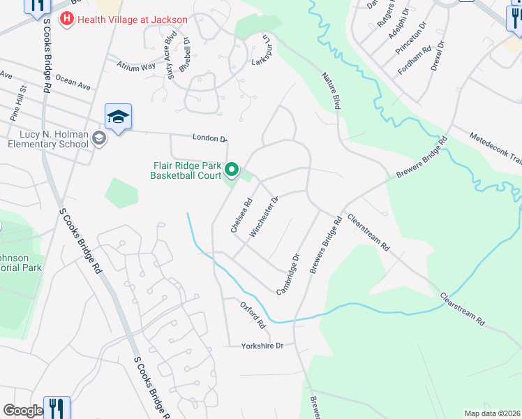 map of restaurants, bars, coffee shops, grocery stores, and more near 18 Winchester Drive in Jackson Township