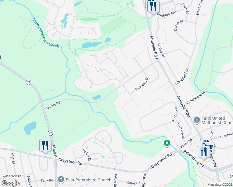 map of restaurants, bars, coffee shops, grocery stores, and more near 705 Honey Farm Road in Lititz