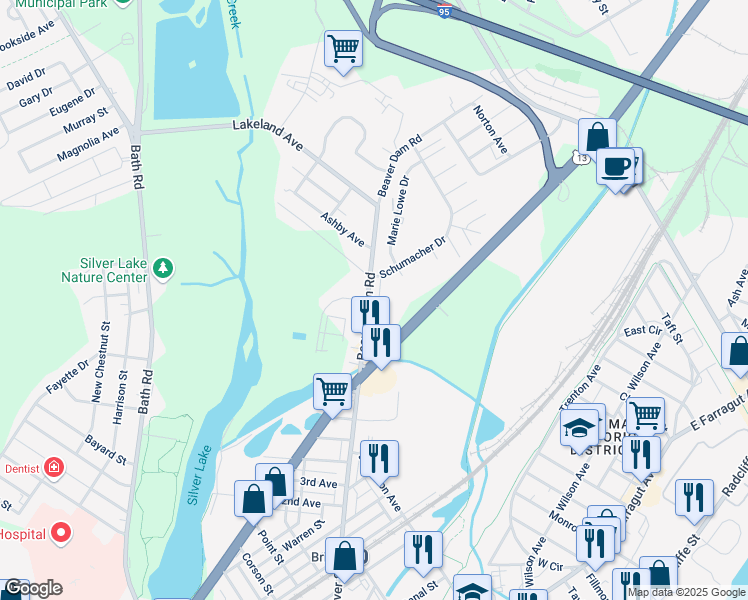 map of restaurants, bars, coffee shops, grocery stores, and more near 4917 Beaver Dam Road in Bristol