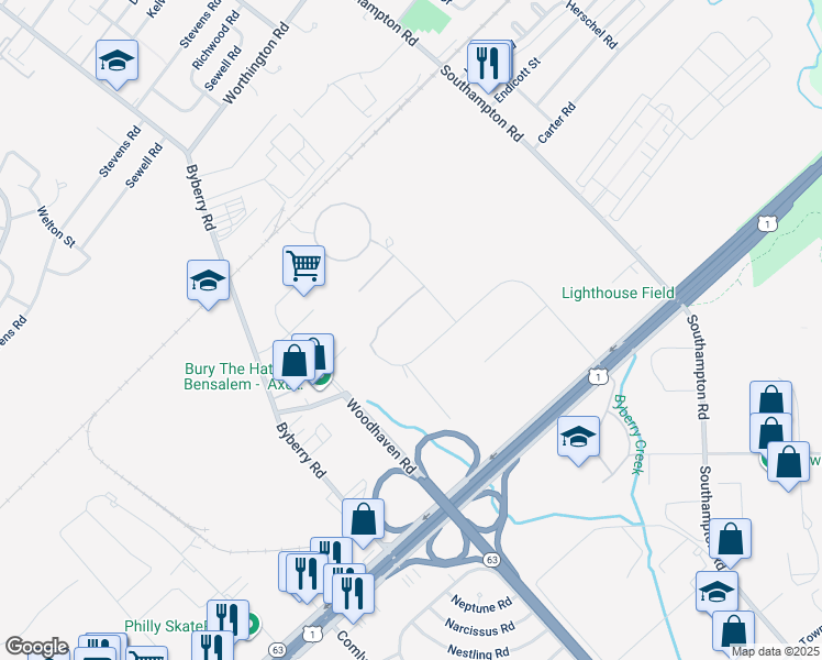 map of restaurants, bars, coffee shops, grocery stores, and more near 2101 Hornig Road in Philadelphia