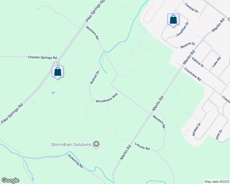 map of restaurants, bars, coffee shops, grocery stores, and more near 301 Woodmere Way in Phoenixville