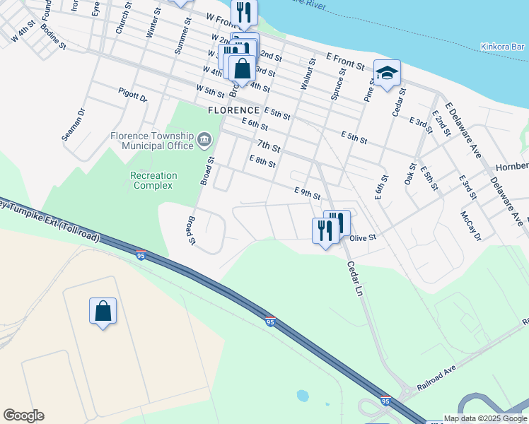 map of restaurants, bars, coffee shops, grocery stores, and more near 6 Florence Tollgate in Florence