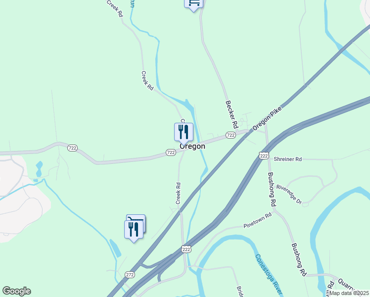 map of restaurants, bars, coffee shops, grocery stores, and more near 1398 East Oregon Road in Lititz