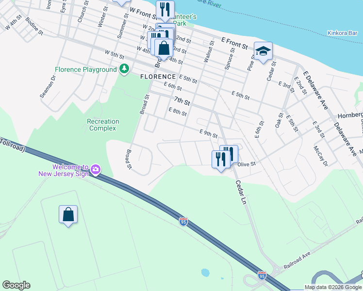 map of restaurants, bars, coffee shops, grocery stores, and more near 4 Florence Tollgate in Florence