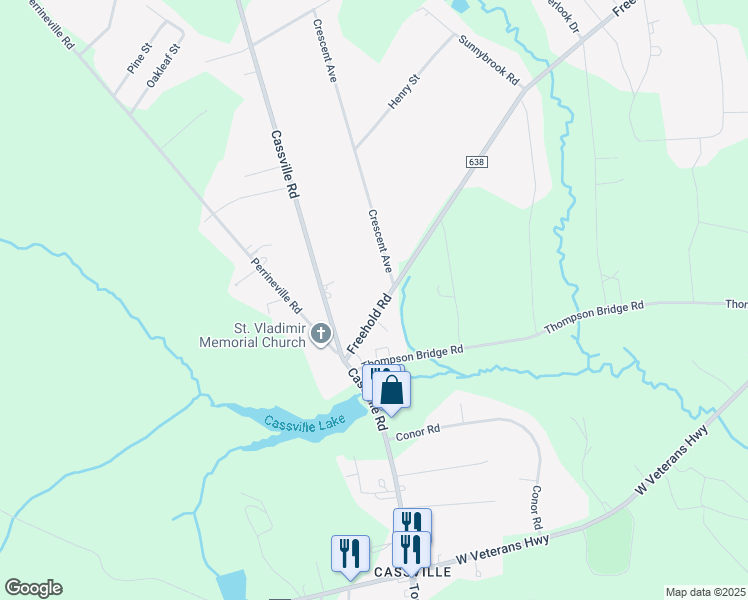 map of restaurants, bars, coffee shops, grocery stores, and more near 701 Freehold Road in Jackson Township
