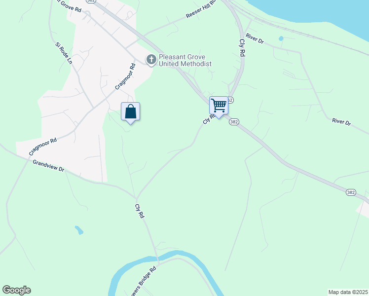 map of restaurants, bars, coffee shops, grocery stores, and more near 1630 Cly Road in York Haven