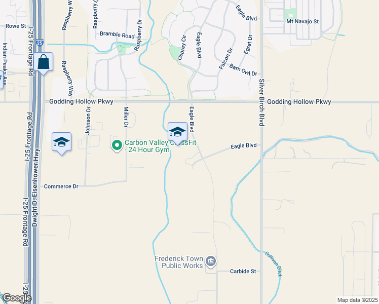 map of restaurants, bars, coffee shops, grocery stores, and more near 7701 Eagle Boulevard in Frederick