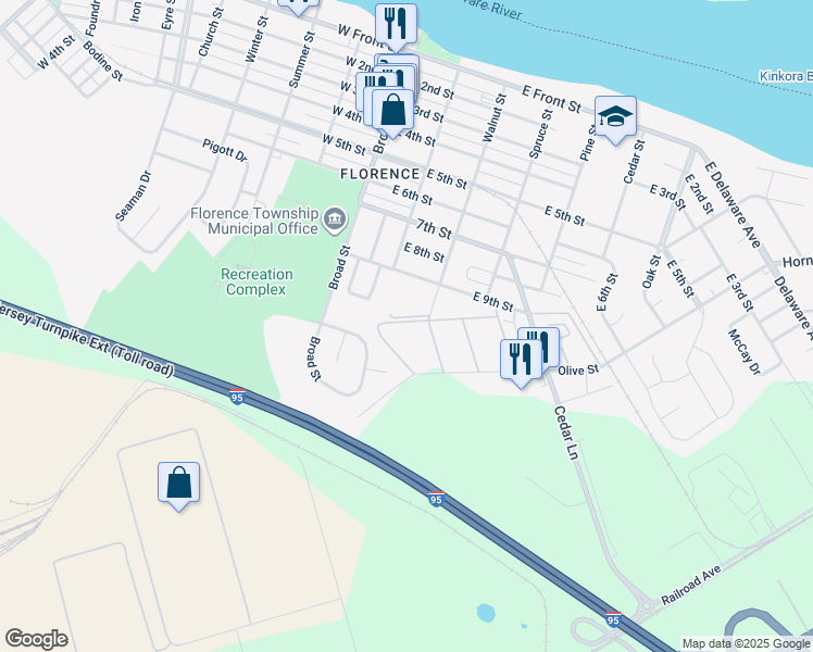 map of restaurants, bars, coffee shops, grocery stores, and more near 13 Florence Tollgate in Florence