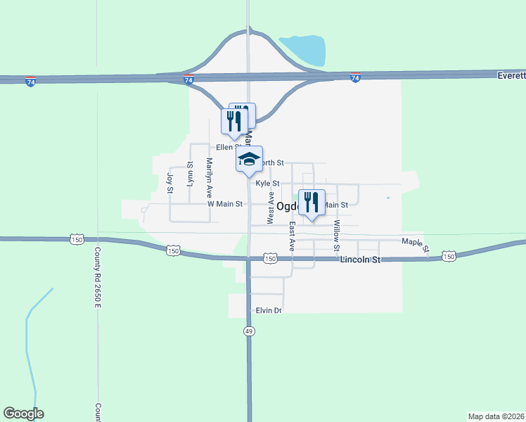 map of restaurants, bars, coffee shops, grocery stores, and more near 203 Broadway Street in Ogden