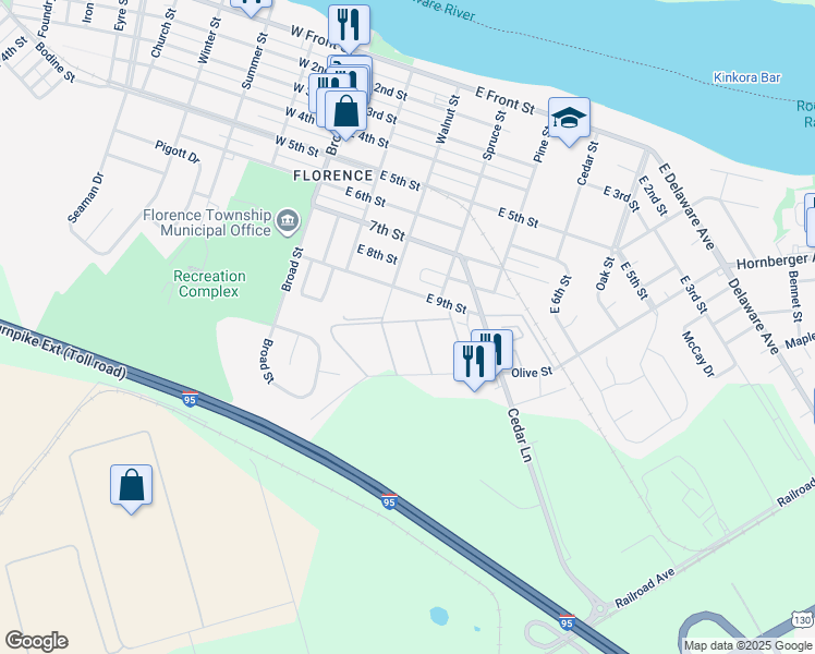 map of restaurants, bars, coffee shops, grocery stores, and more near Florence Tollgate Road 2 in Florence Township