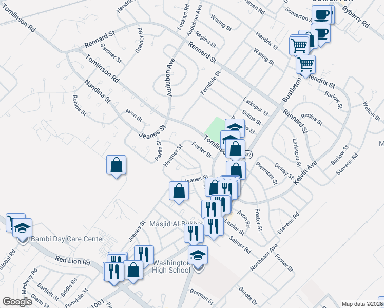 map of restaurants, bars, coffee shops, grocery stores, and more near 528 Avon Street in Philadelphia