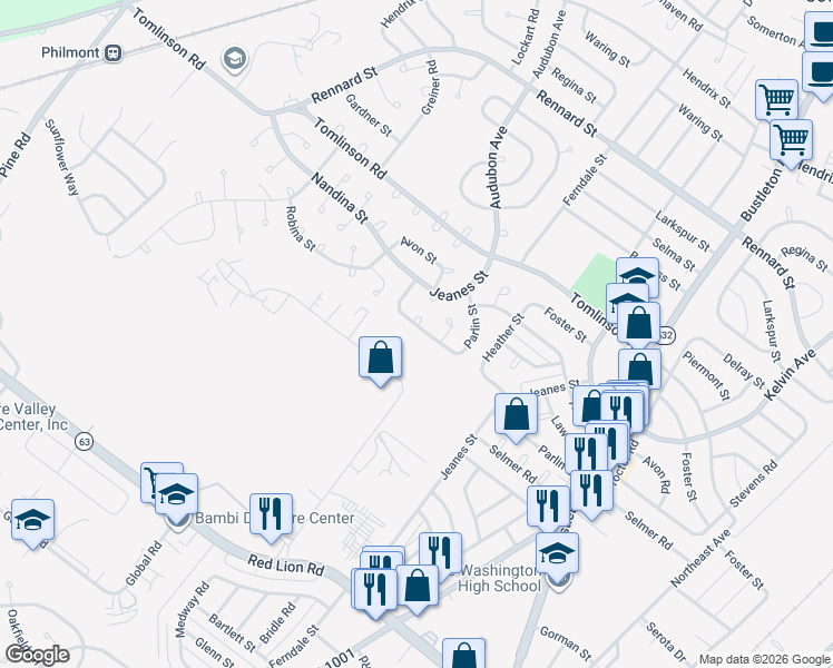map of restaurants, bars, coffee shops, grocery stores, and more near 426 Parlin Street in Philadelphia