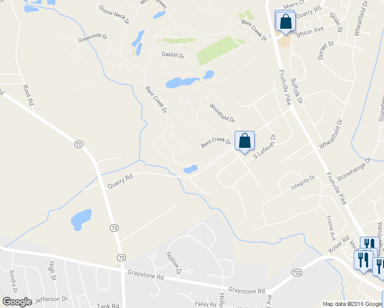 map of restaurants, bars, coffee shops, grocery stores, and more near 827 Bent Creek Drive in Lititz