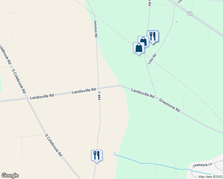 map of restaurants, bars, coffee shops, grocery stores, and more near 1659 Landisville Road in Manheim