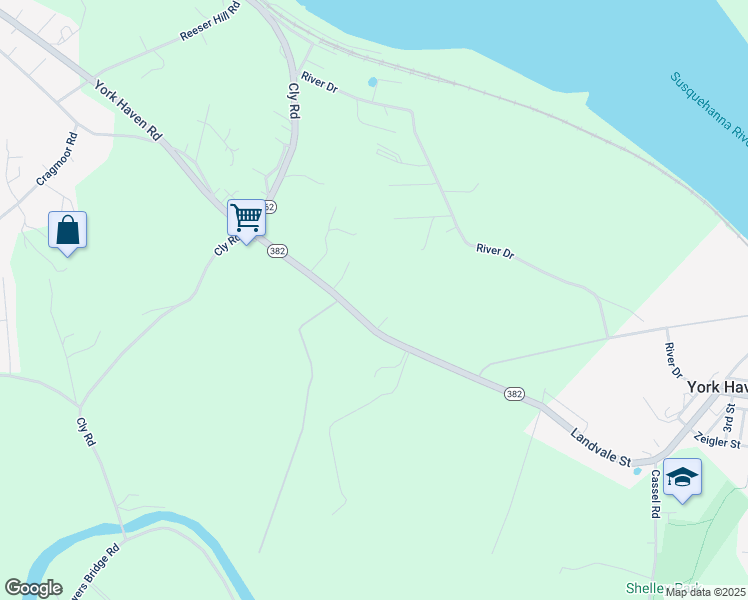 map of restaurants, bars, coffee shops, grocery stores, and more near 573 York Haven Road in York Haven