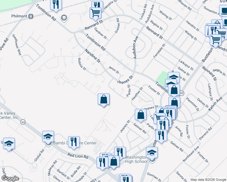 map of restaurants, bars, coffee shops, grocery stores, and more near 420 Avon Place in Philadelphia