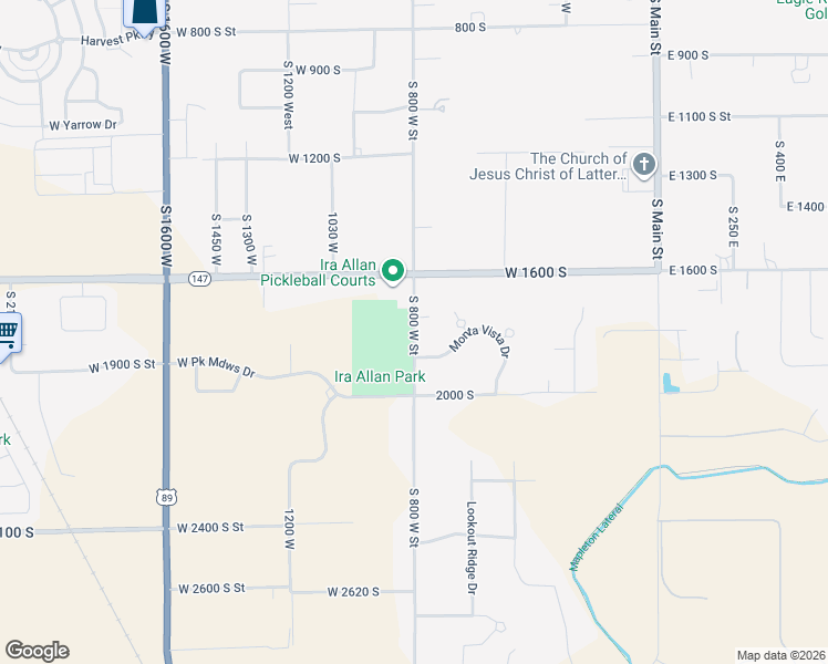 map of restaurants, bars, coffee shops, grocery stores, and more near South 800 West Street in Mapleton