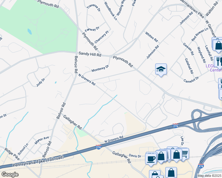 map of restaurants, bars, coffee shops, grocery stores, and more near 117 Sebastian Lane in Plymouth Meeting