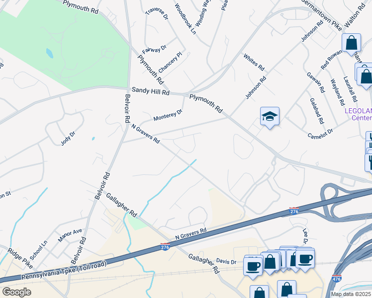 map of restaurants, bars, coffee shops, grocery stores, and more near 117 Sebastian Lane in Plymouth Meeting