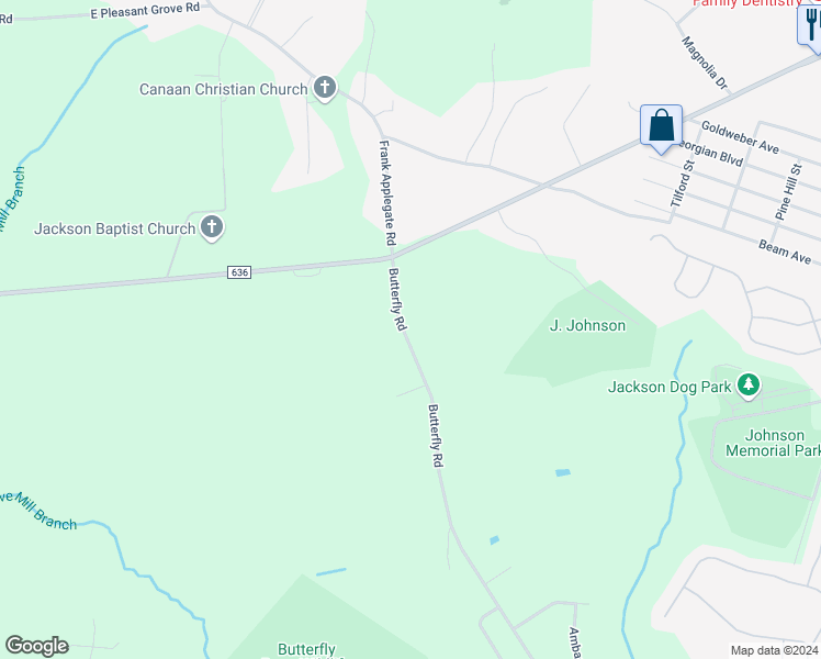 map of restaurants, bars, coffee shops, grocery stores, and more near 33 Butterfly Road in Jackson Township