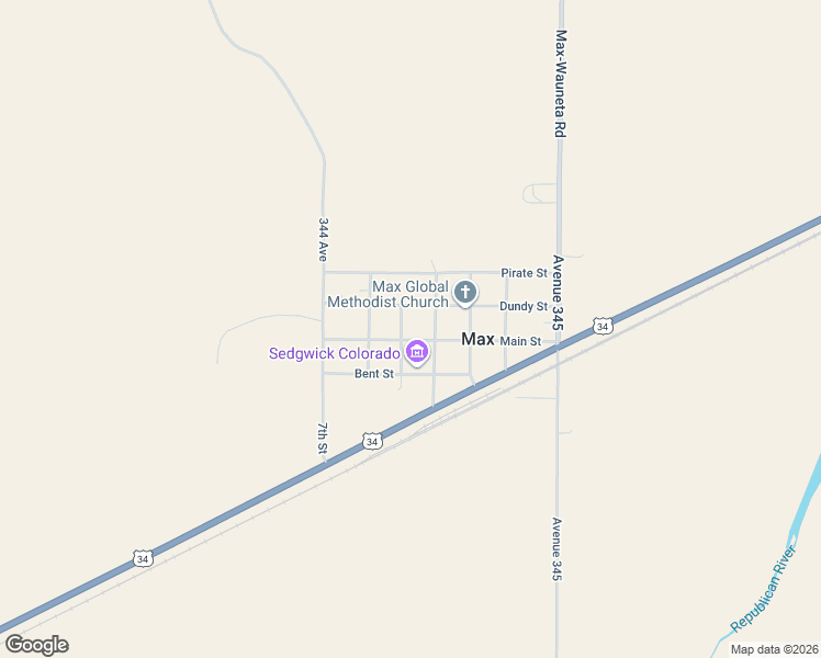 map of restaurants, bars, coffee shops, grocery stores, and more near 5th Street in Max