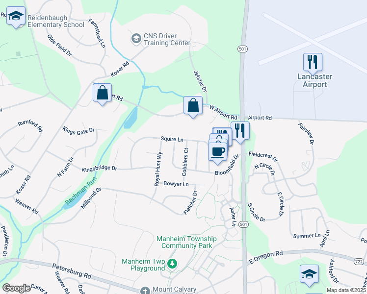 map of restaurants, bars, coffee shops, grocery stores, and more near 328 Cobblers Court in Lititz