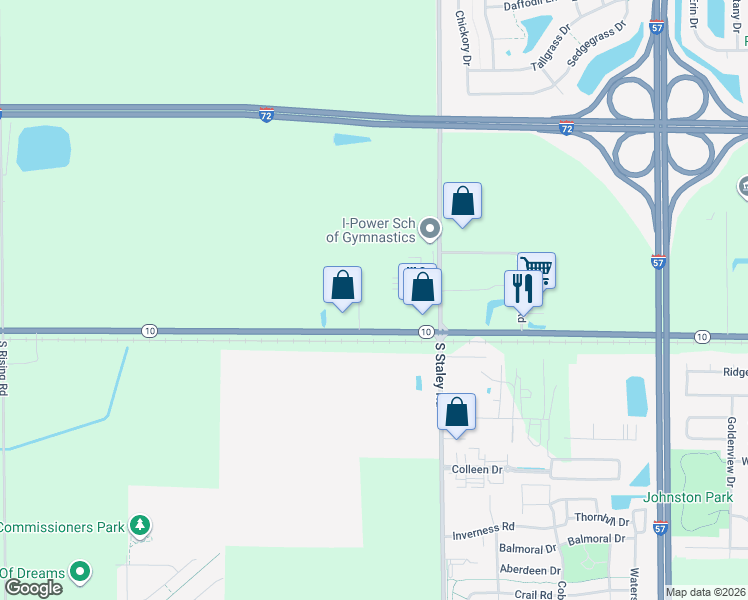 map of restaurants, bars, coffee shops, grocery stores, and more near 310 Tiffany Court in Champaign
