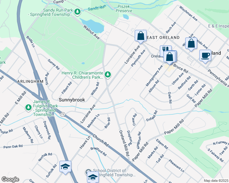 map of restaurants, bars, coffee shops, grocery stores, and more near 332 Plymouth Avenue in Oreland
