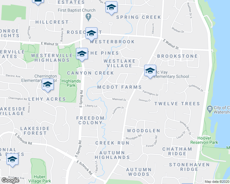 map of restaurants, bars, coffee shops, grocery stores, and more near 969 Charterhouse Court in Westerville