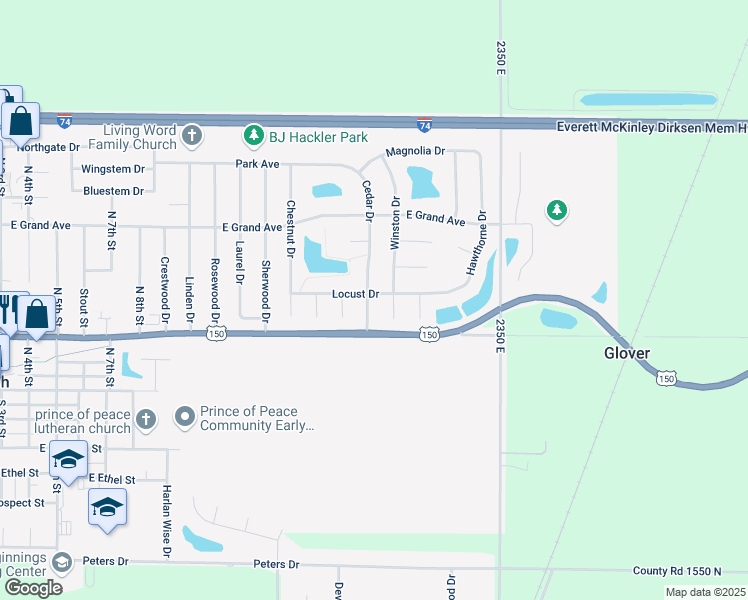 map of restaurants, bars, coffee shops, grocery stores, and more near 406 Cedar Drive in Saint Joseph
