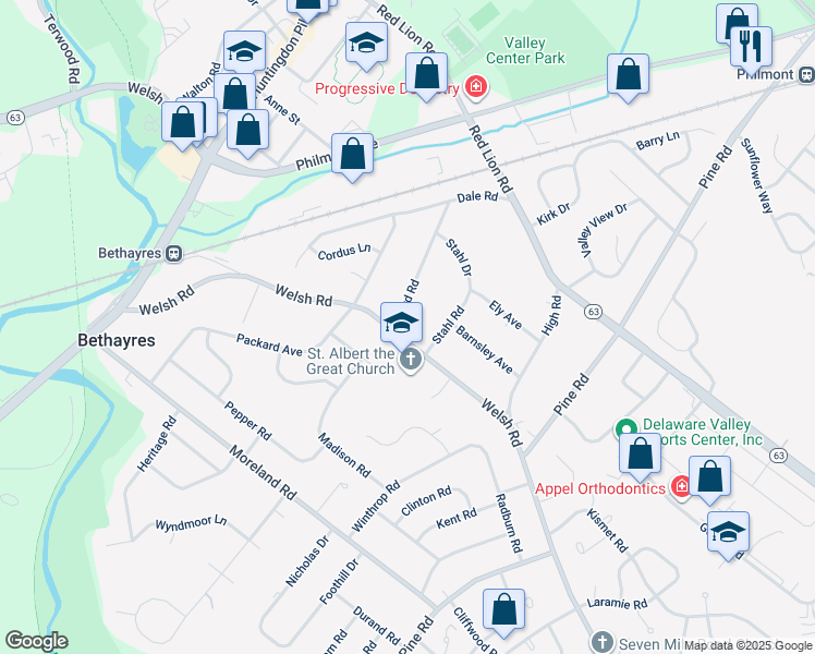 map of restaurants, bars, coffee shops, grocery stores, and more near 2253 Boyd Road in Montgomery County