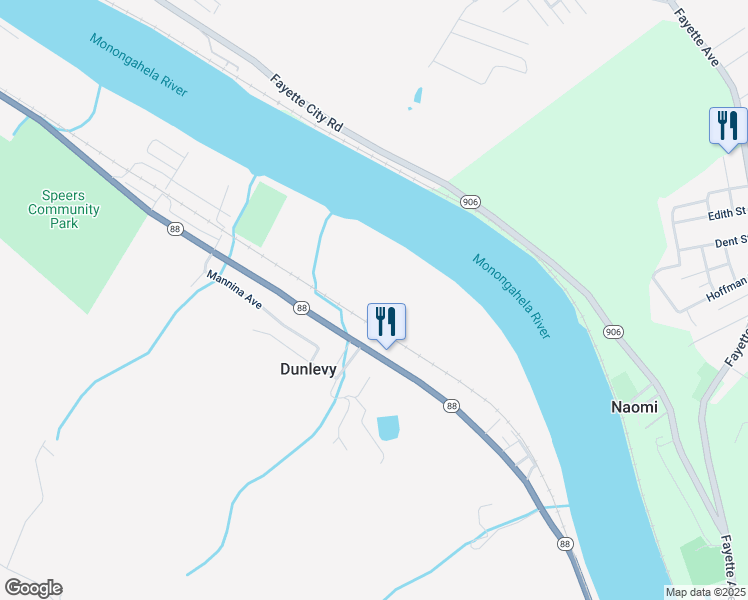 map of restaurants, bars, coffee shops, grocery stores, and more near in Dunlevy