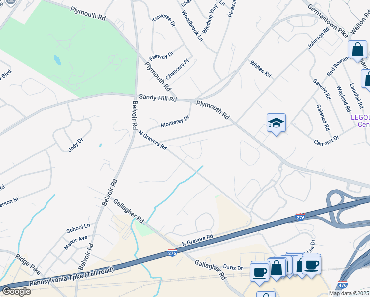 map of restaurants, bars, coffee shops, grocery stores, and more near 105 Sebastian Lane in Plymouth Meeting