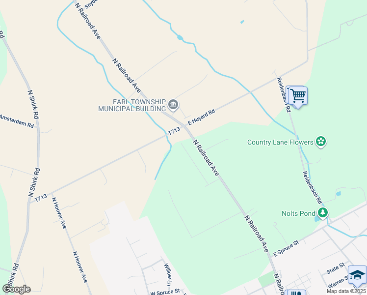 map of restaurants, bars, coffee shops, grocery stores, and more near 1 Glen Mar Avenue in New Holland