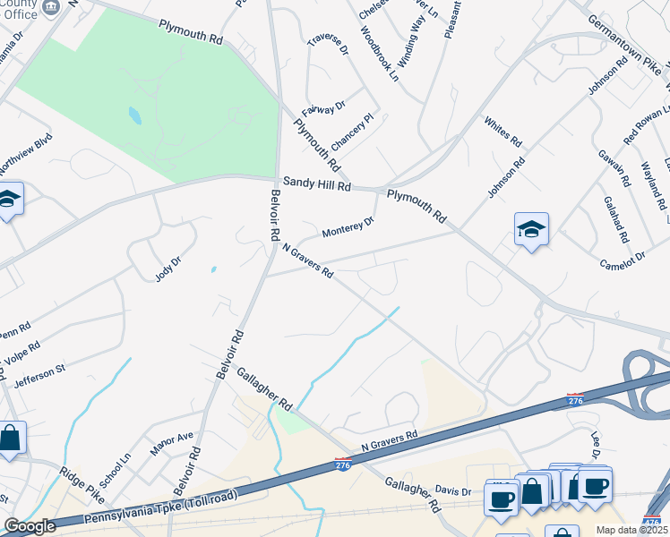 map of restaurants, bars, coffee shops, grocery stores, and more near 110 Sebastian Lane in Plymouth Meeting